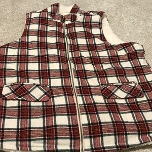 Maurices Red and Black Plaid  Sherpa Vest 2x